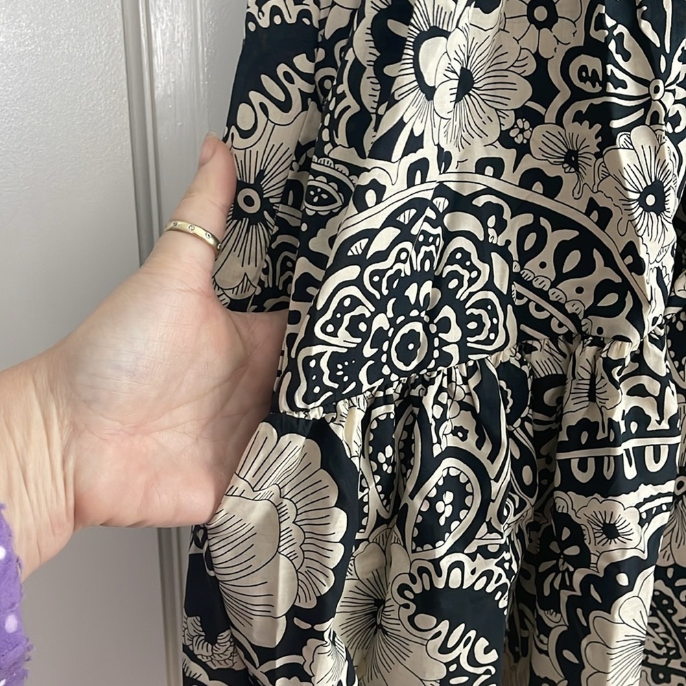 Bucket List paisley spring summer dress, cream and black new - Picture 3 of 7